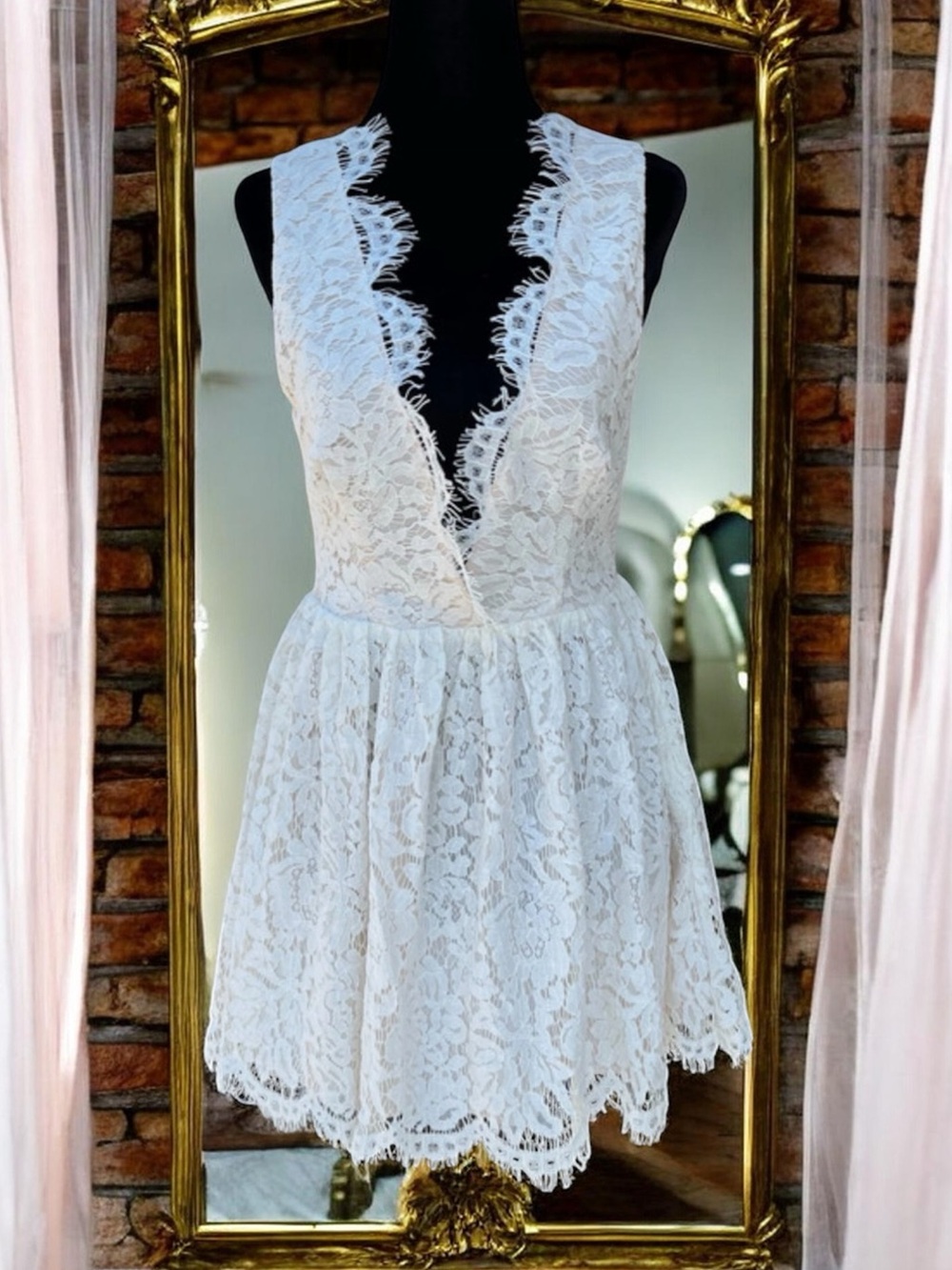 Tobi Cream Lace Dress Women Size Small